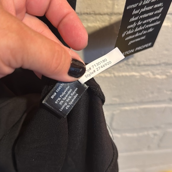 Boston Proper dress asymmetrical Shoulder Black 3/4 length sleeve NEW XS - Picture 3 of 4